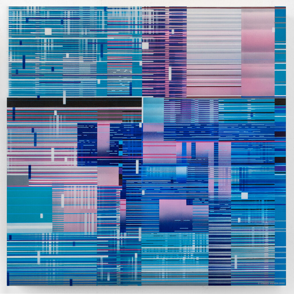 18E-interference acrylic on wood panel