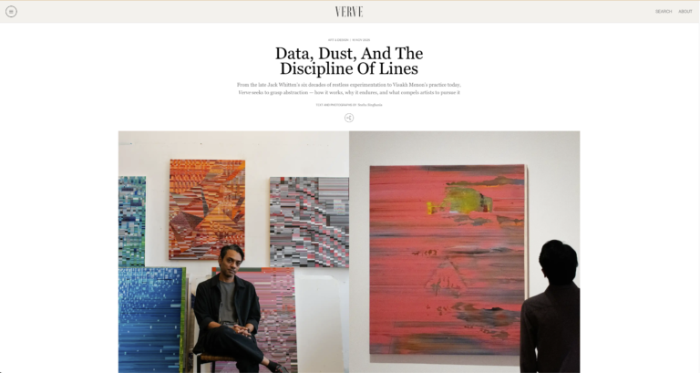 Data, Dust, and the Discipline of Lines From the late Jack Whitten’s six decades of restless experimentation to Visakh Menon’s practice today, Verve seeks to grasp abstraction — how it works, why it endures, and what compels artists to pursue it
